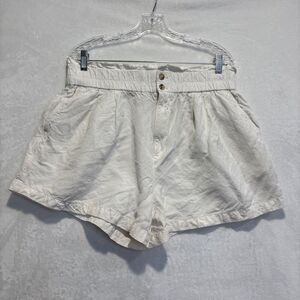 Madewell Women's Paperbag Pull On Linen Blend Ivory Lighthouse Shorts Size Large